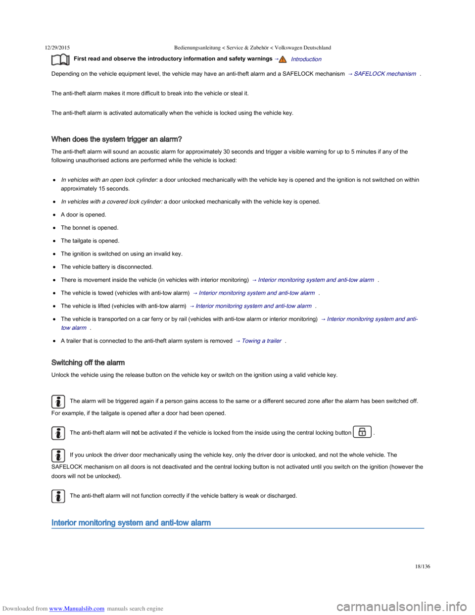 VOLKSWAGEN POLO 2015 Owner´s Manual Downloaded from www.Manualslib.com manuals search engine 12/29/2015Bedienungsanleitung < Service & Zubehör < Volkswagen Deutschland
18/136
First read and observe the introductory information a VOLKSWAGEN POLO 2015 Owner´s Manual Downloaded from www.Manualslib.com manuals search engine 12/29/2015Bedienungsanleitung < Service & Zubehör < Volkswagen Deutschland
18/136
First read and observe the introductory information a