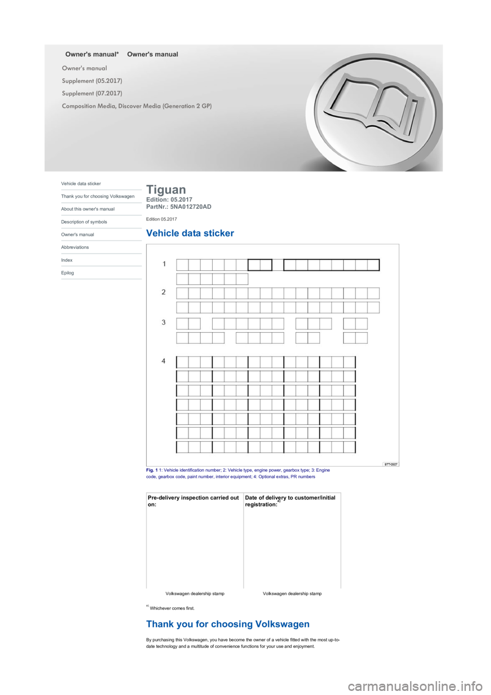 VOLKSWAGEN TIGUAN 2017  Owner´s Manual 