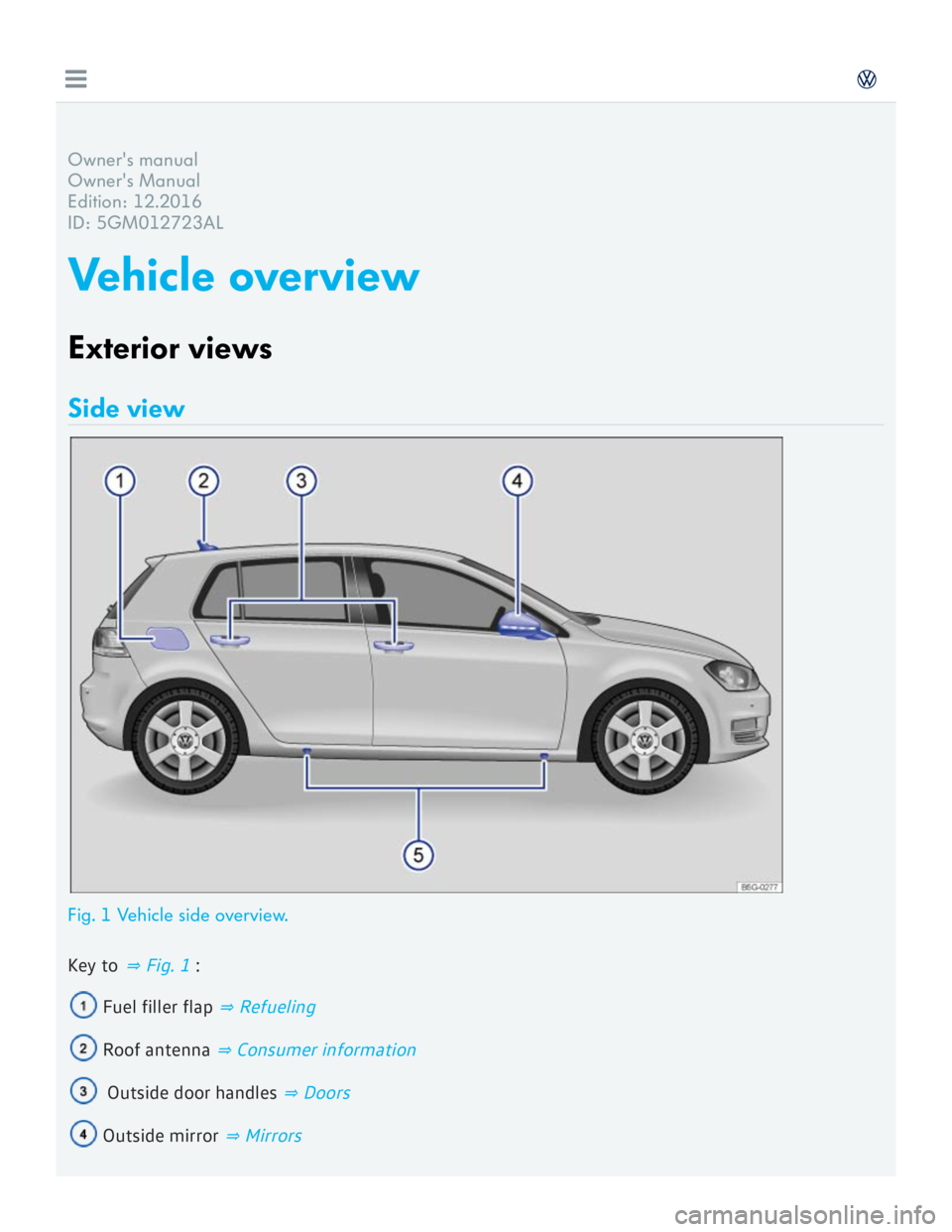 VOLKSWAGEN GOLF 7 2016  Owners Manual 