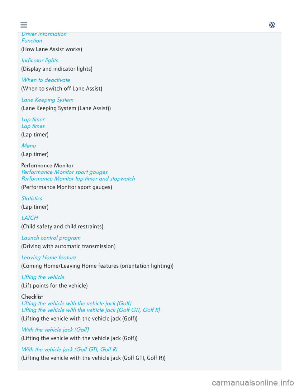 VOLKSWAGEN GOLF 7 2016  Owners Manual 