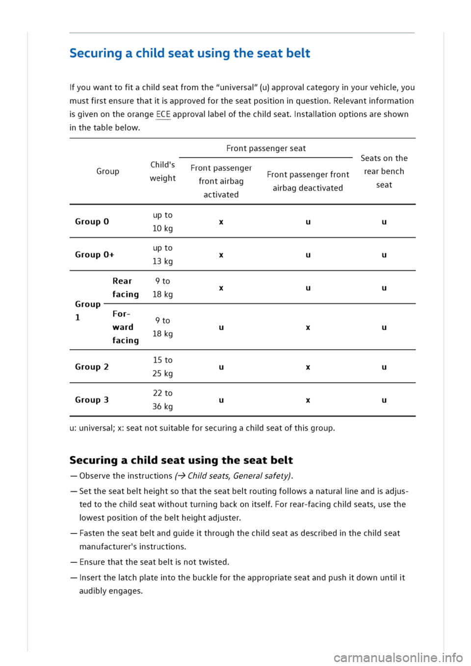 VOLKSWAGEN GOLF 8 GTE 2020 Owners Manual ecurgachlseatusgtheseatbe
youwanttofachlseatfromthe"unersa(u)approvaategoryyourvehou
mustfstensurethatapprovedfortheseatposnquestnevantformatn
genontheorangeECEapprovalbefthechlseatstaltnoptnsareshown VOLKSWAGEN GOLF 8 GTE 2020 Owners Manual ecurgachlseatusgtheseatbe
youwanttofachlseatfromthe"unersa(u)approvaategoryyourvehou
mustfstensurethatapprovedfortheseatposnquestnevantformatn
genontheorangeECEapprovalbefthechlseatstaltnoptnsareshown