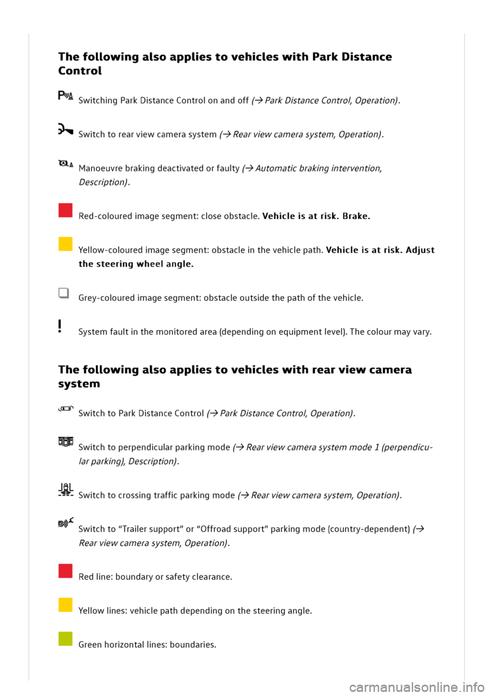 VOLKSWAGEN GOLF 8 GTE 2020 Owners Manual hefolwgaoappistovehswhParkDtance
Contro
h-SwchgParkDtanceContronandoff(->ParkDtanceControperatn)
wchtorearvwcamerasystem(->Rearvwcamerasystemperatn)
ESLAManoeuvrebrakgdeactatedorfauy(->Automatbrakgter VOLKSWAGEN GOLF 8 GTE 2020 Owners Manual hefolwgaoappistovehswhParkDtance
Contro
h-SwchgParkDtanceContronandoff(->ParkDtanceControperatn)
wchtorearvwcamerasystem(->Rearvwcamerasystemperatn)
ESLAManoeuvrebrakgdeactatedorfauy(->Automatbrakgter