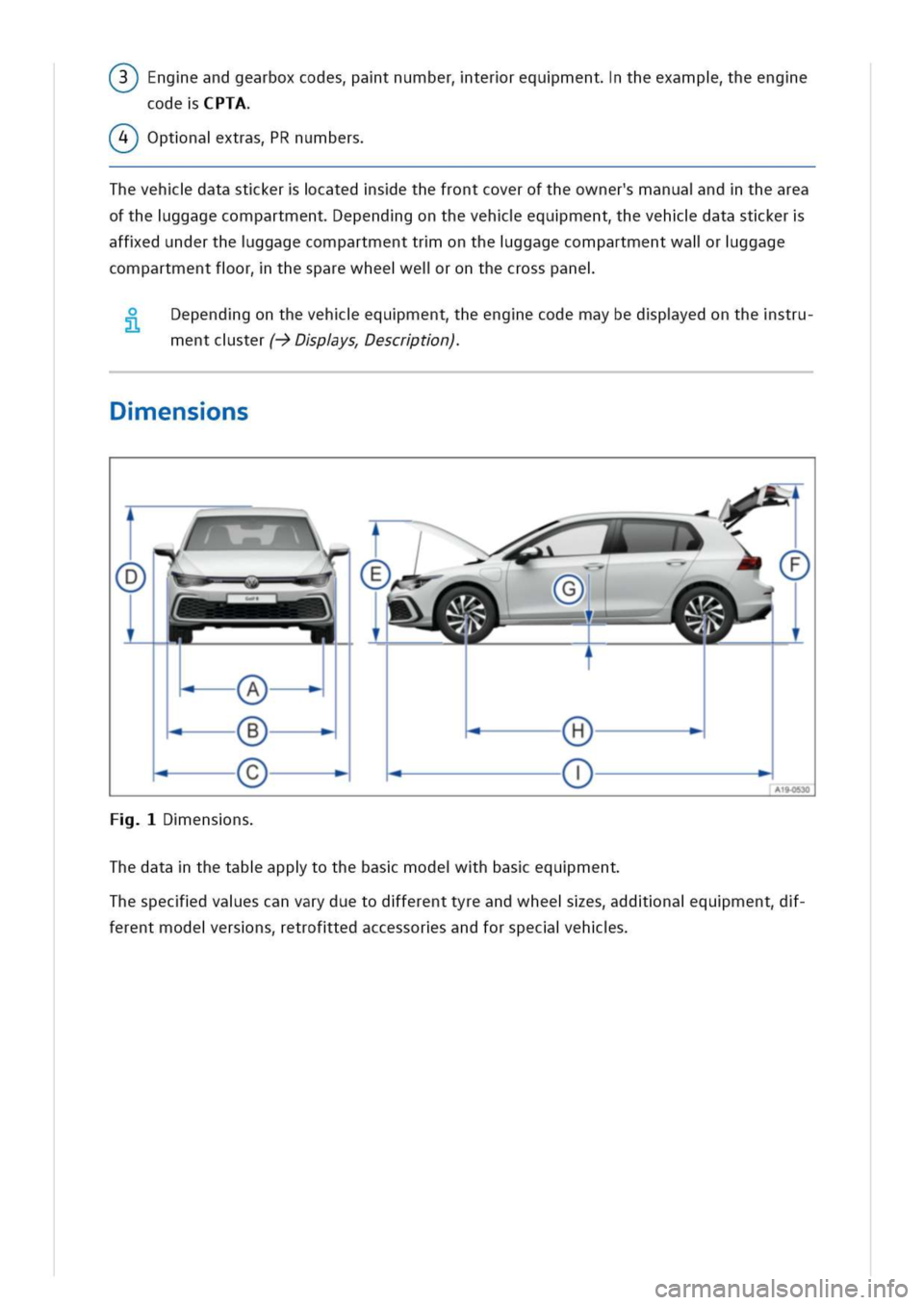 VOLKSWAGEN GOLF 8 GTE 2020 Owners Manual )Engeandgearboxcodesatnumberterrequmenttheexampheenge
codePTA
4)OptnaxtrasRnumbers
hevehdatastkercatedsethefrontcoveroftheownermanuandthearea
oftheggagecompartmentependgonthevehequmenthevehdatastker
a VOLKSWAGEN GOLF 8 GTE 2020 Owners Manual )Engeandgearboxcodesatnumberterrequmenttheexampheenge
codePTA
4)OptnaxtrasRnumbers
hevehdatastkercatedsethefrontcoveroftheownermanuandthearea
oftheggagecompartmentependgonthevehequmenthevehdatastker
a