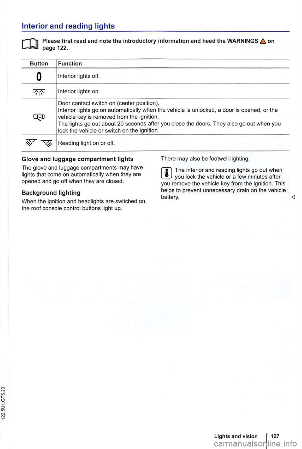 VOLKSWAGEN GOLF MK6 2012 Owners Manual first read and note the introductory information and heed the on
is
the doors . They
compartment
The compartments may have that come on automatically when they are
opened and go off when th VOLKSWAGEN GOLF MK6 2012 Owners Manual first read and note the introductory information and heed the on
is
the doors . They
compartment
The compartments may have that come on automatically when they are
opened and go off when th