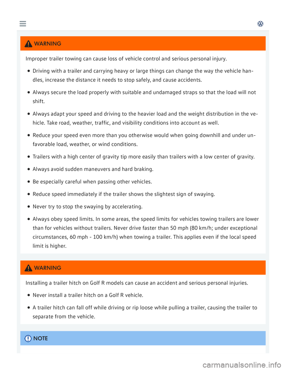 VOLKSWAGEN GOLF 2018  Owners Manual 