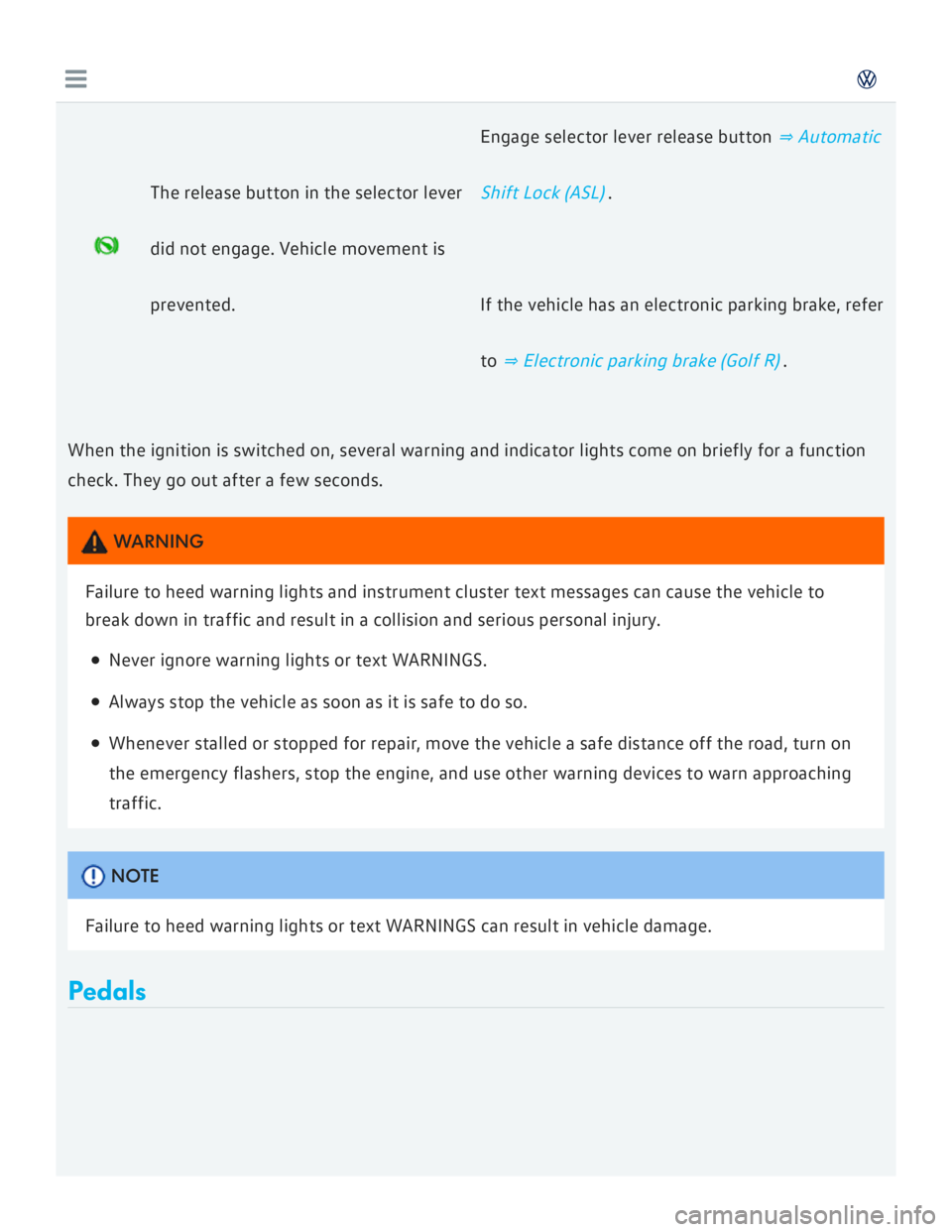 VOLKSWAGEN GOLF 2018  Owners Manual 