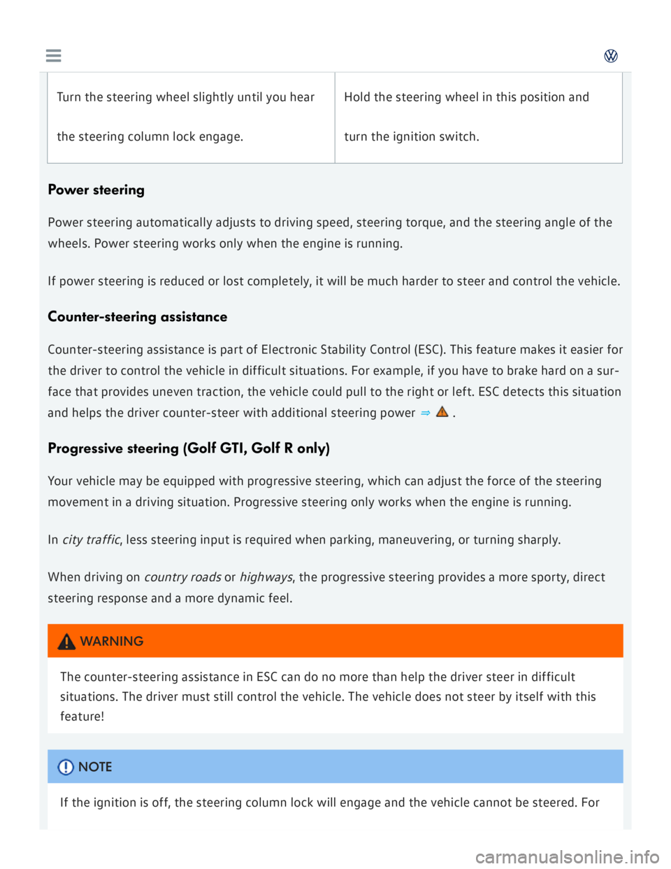 VOLKSWAGEN GOLF 2018  Owners Manual 