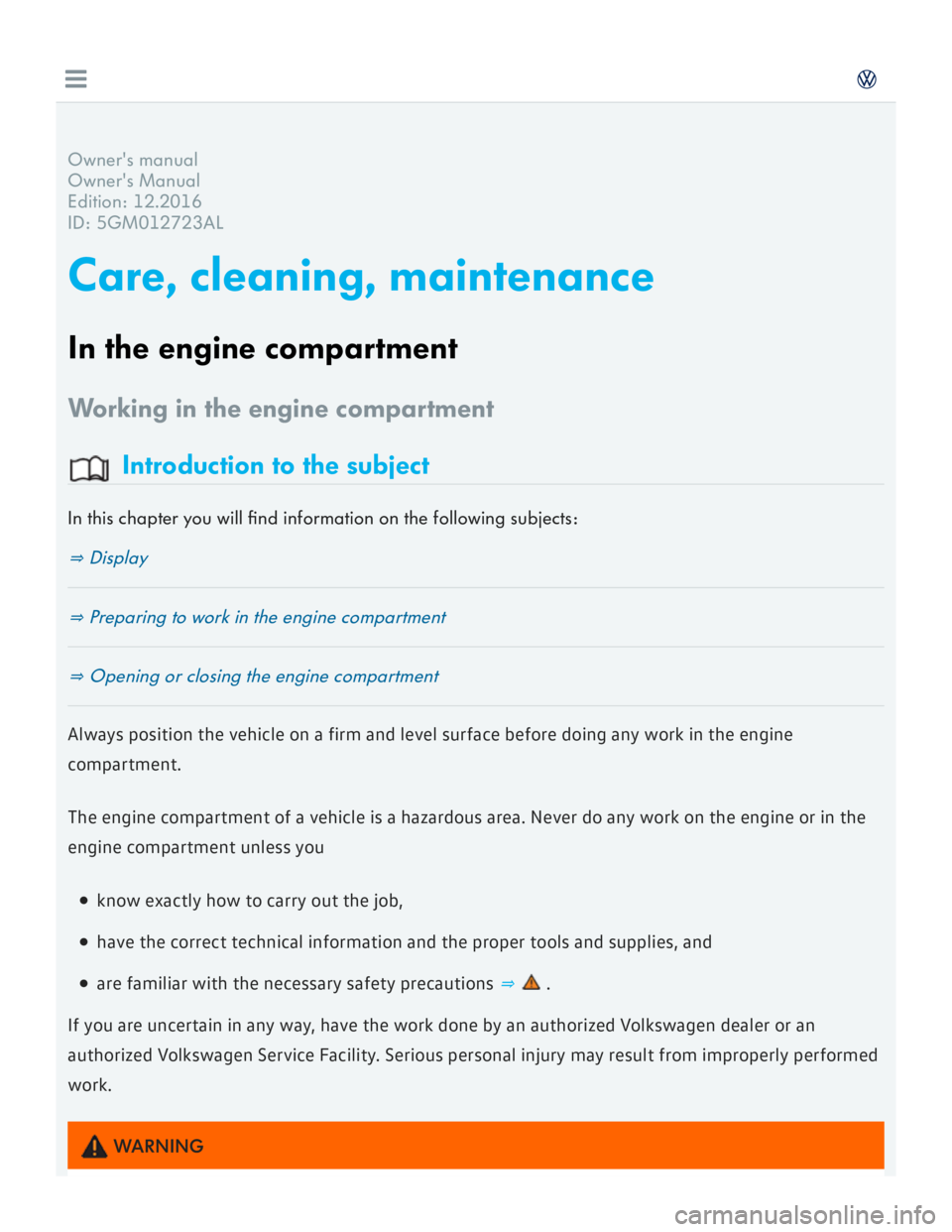 VOLKSWAGEN GOLF 2018 Owners Manual VOLKSWAGEN GOLF 2018 Owners Manual