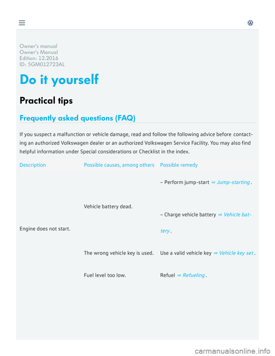 VOLKSWAGEN GOLF 2018 Owners Manual VOLKSWAGEN GOLF 2018 Owners Manual