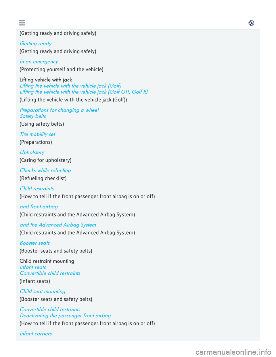 VOLKSWAGEN GOLF 2018 Owners Manual VOLKSWAGEN GOLF 2018 Owners Manual