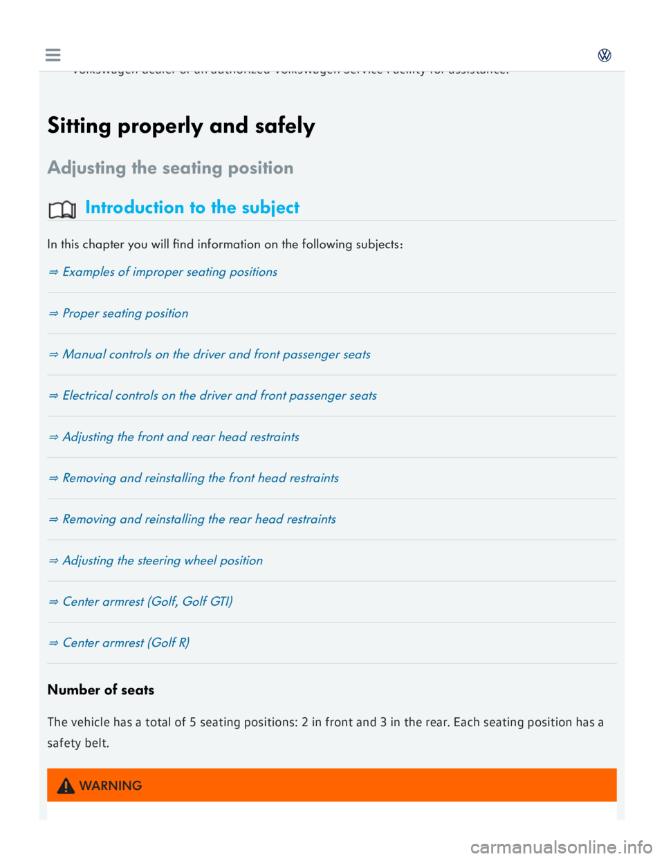 VOLKSWAGEN GOLF 2017 Owners Manual VOLKSWAGEN GOLF 2017 Owners Manual