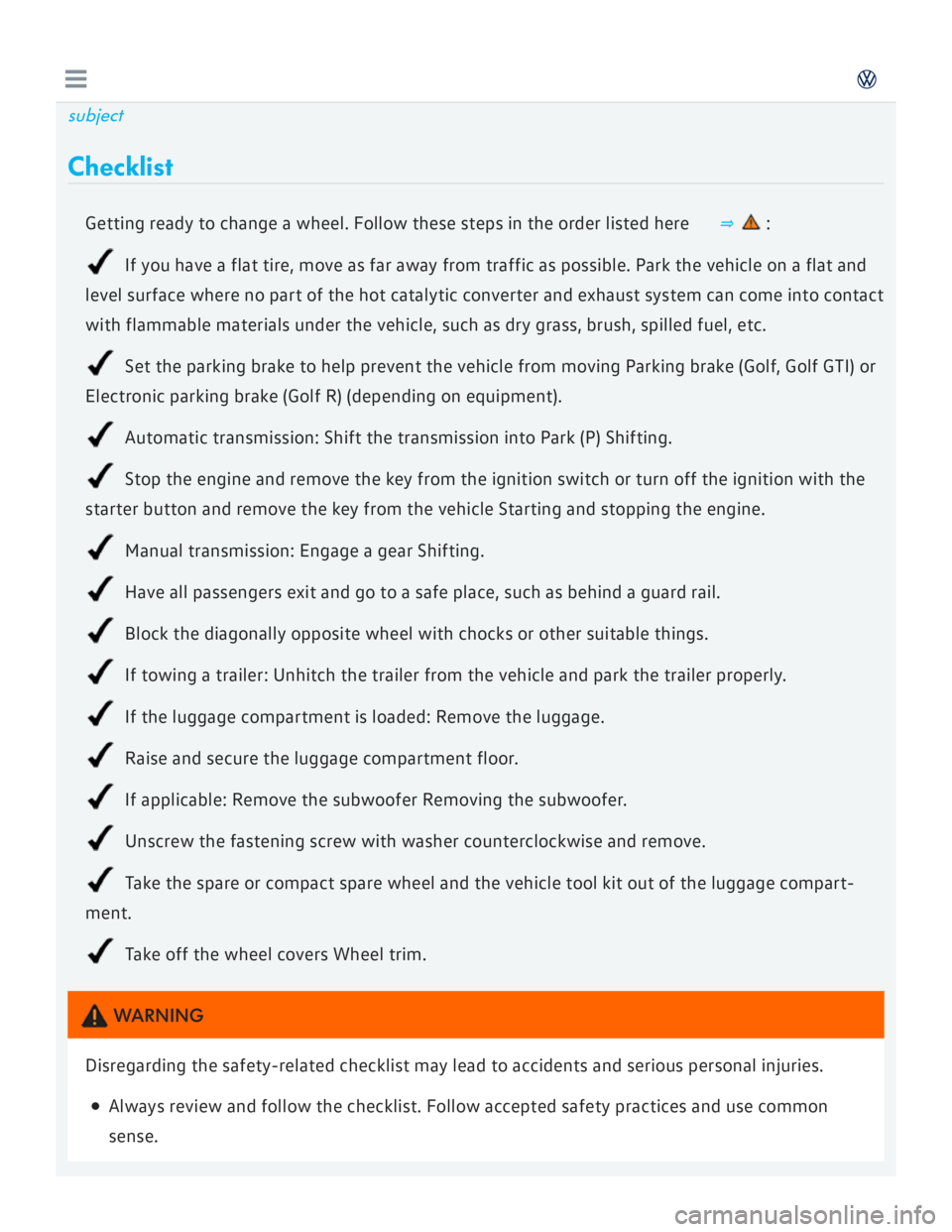 VOLKSWAGEN GOLF 2017  Owners Manual 