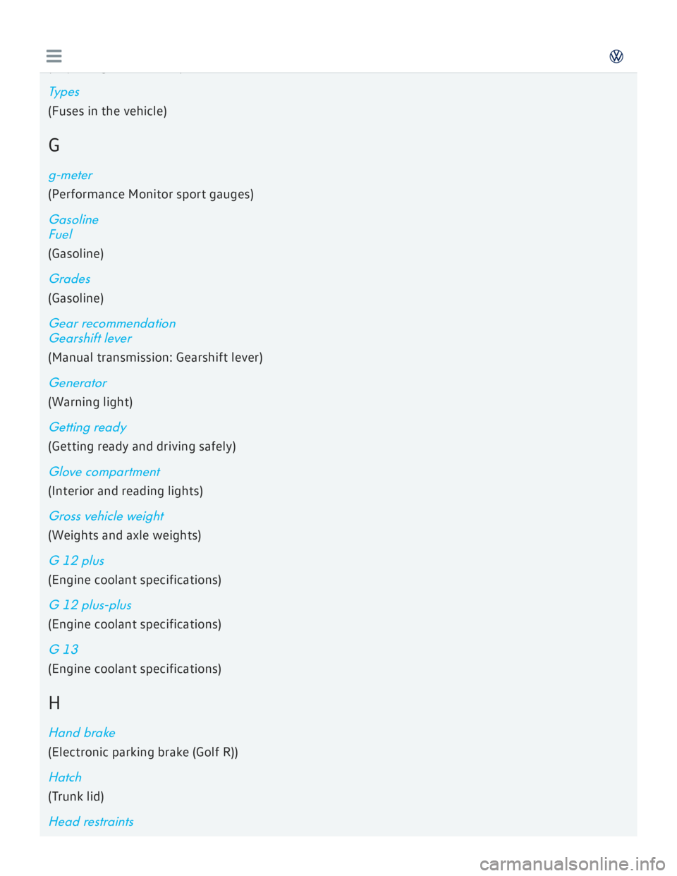 VOLKSWAGEN GOLF 2017  Owners Manual 