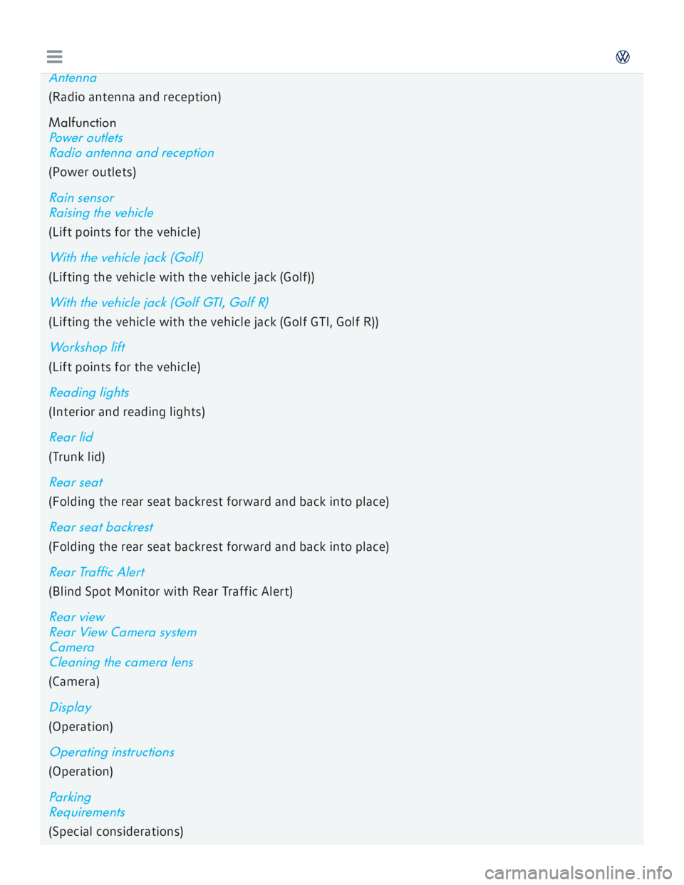 VOLKSWAGEN GOLF 2017  Owners Manual 