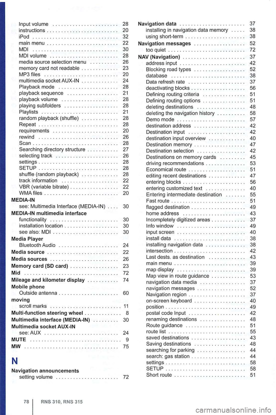 VOLKSWAGEN GOLF 2010 Owners Manual volume . . . . . . . . . . . . . . . . . . . . . . 28
instructions . . . . . . . . . . . . . . . . . . . . . . iPod .............................. 32 main menu . . . . . . . . . . . . . VOLKSWAGEN GOLF 2010 Owners Manual volume . . . . . . . . . . . . . . . . . . . . . . 28
instructions . . . . . . . . . . . . . . . . . . . . . . iPod .............................. 32 main menu . . . . . . . . . . . . .