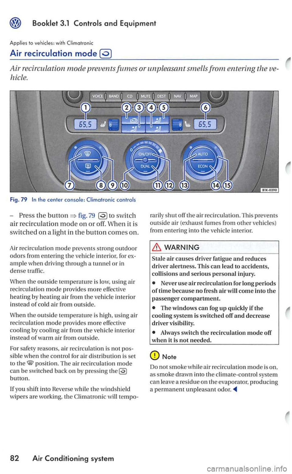 VOLKSWAGEN GOLF 2005 Owners Manual Air recirculation mode prev entsfttmes or unpleasant smells from entering
th e fig. 79 switch
air recirculat ion mode on or off. When it is
sw itch ed on a light in the
button comes on.
Ai VOLKSWAGEN GOLF 2005 Owners Manual Air recirculation mode prev entsfttmes or unpleasant smells from entering
th e fig. 79 switch
air recirculat ion mode on or off. When it is
sw itch ed on a light in the
button comes on.
Ai