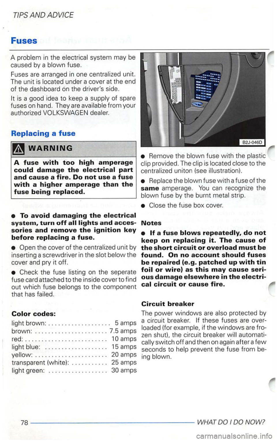 VOLKSWAGEN GOLF 2003  Owners Manual AND ADVICE 
Fuses 
A system may be 
caused  by a 
under  a cover  at the  end 
of the  dashboard  6n the  drive rs side. 
from  you r 
autho
rized 
Replacing a fuse 
th e cover of the  centralized un