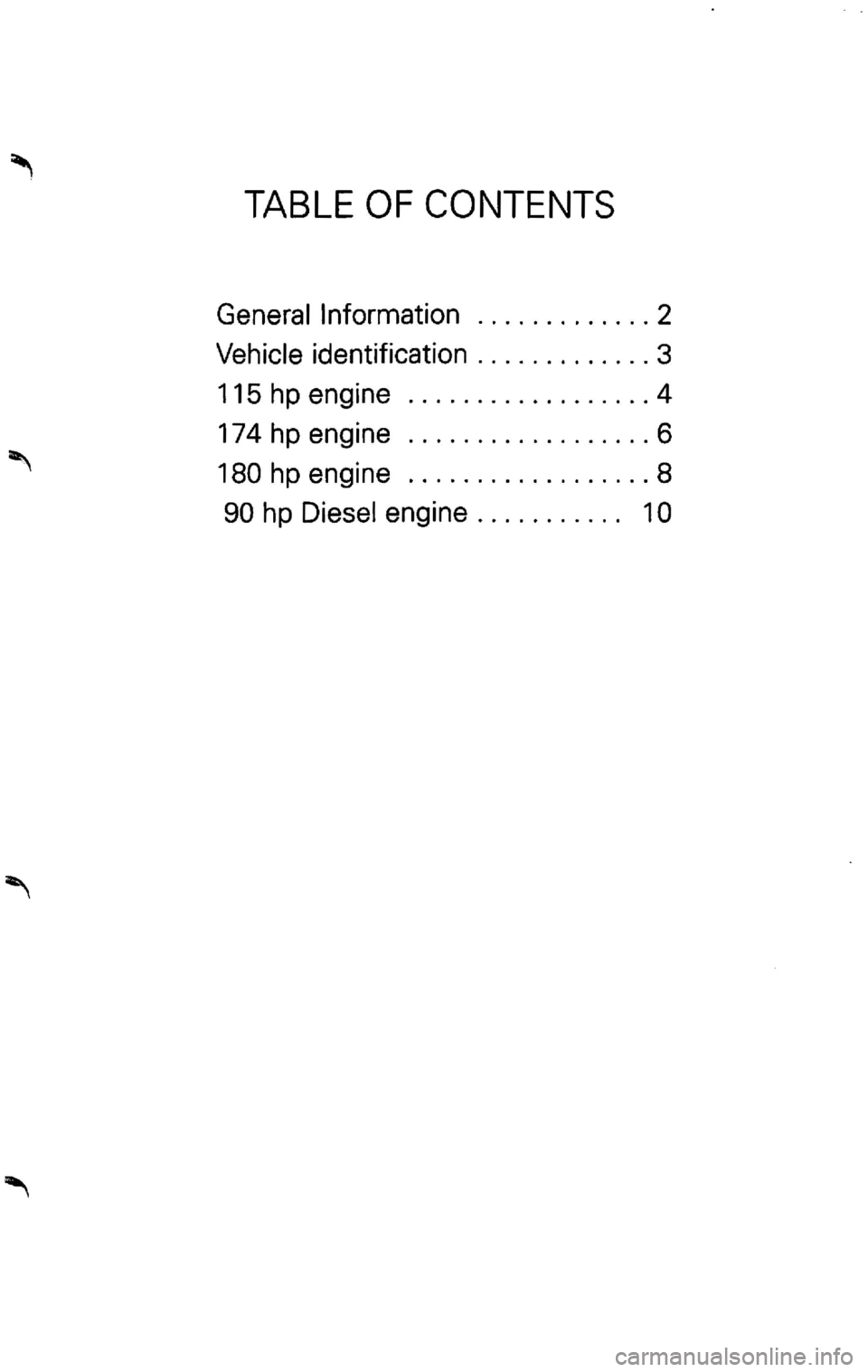 VOLKSWAGEN GOLF 2003 Owners Manual TABLE VOLKSWAGEN GOLF 2003 Owners Manual TABLE