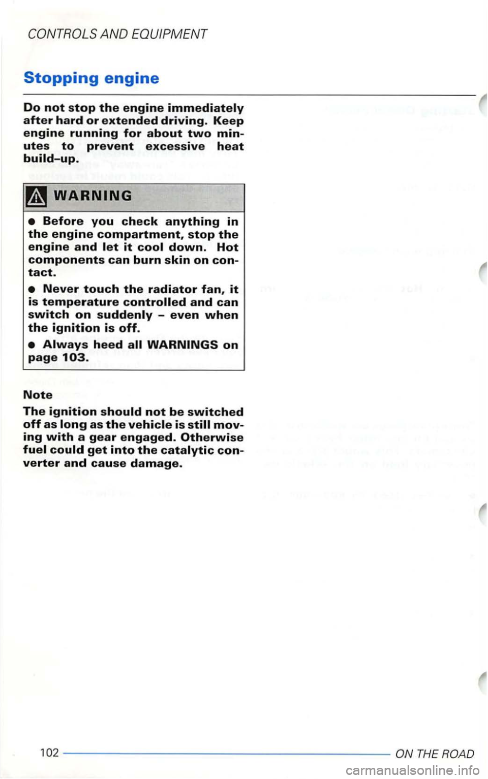 VOLKSWAGEN GOLF 2002  Owners Manual -------------------THE ROAD  