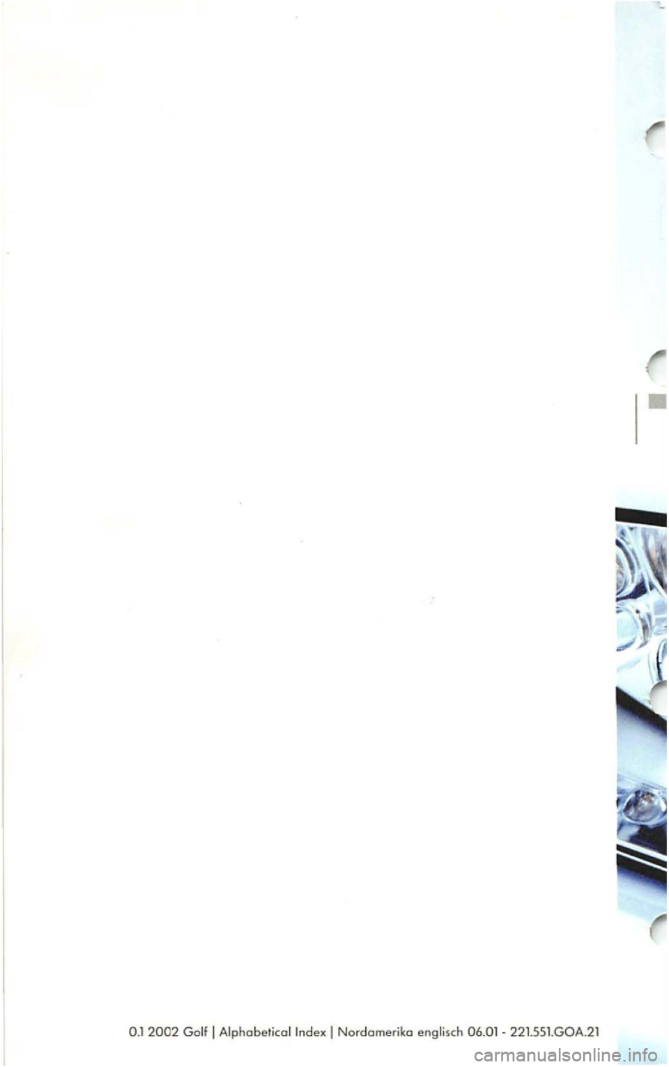 VOLKSWAGEN GOLF 2000 Owners Guide Nordomeriko  