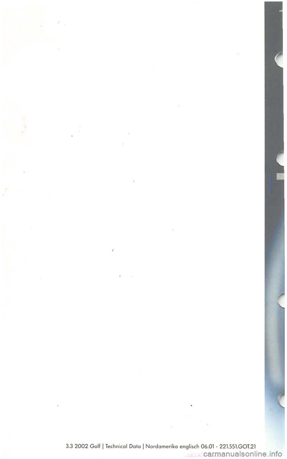 VOLKSWAGEN GOLF 2000  Owners Manual 3.3 Dolo Nordomeriko -221.55l.GOT.21  