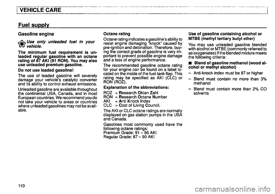 VOLKSWAGEN GOLF 1992  Owners Manual 