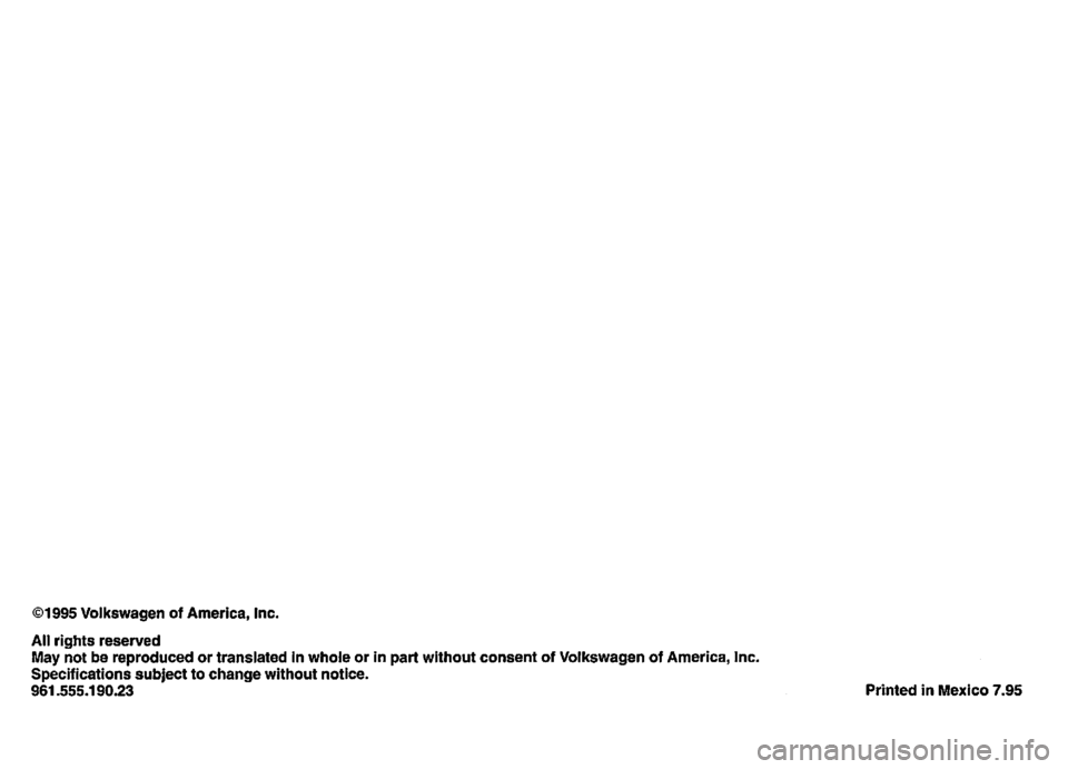 VOLKSWAGEN GOLF 1992  Owners Manual 