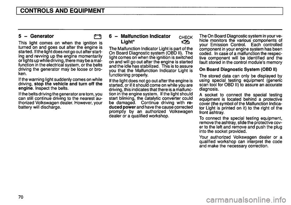 VOLKSWAGEN GOLF 1992 Manual PDF 