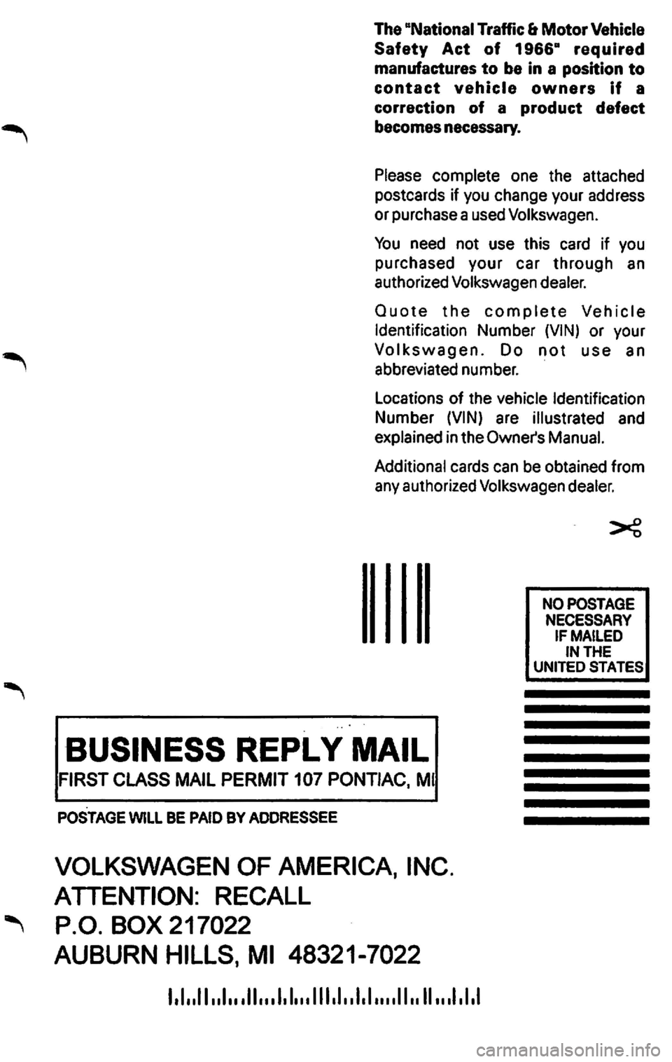 VOLKSWAGEN PASSAT 2004 Manual Online Locations of the vehicle  Identification 
Number  