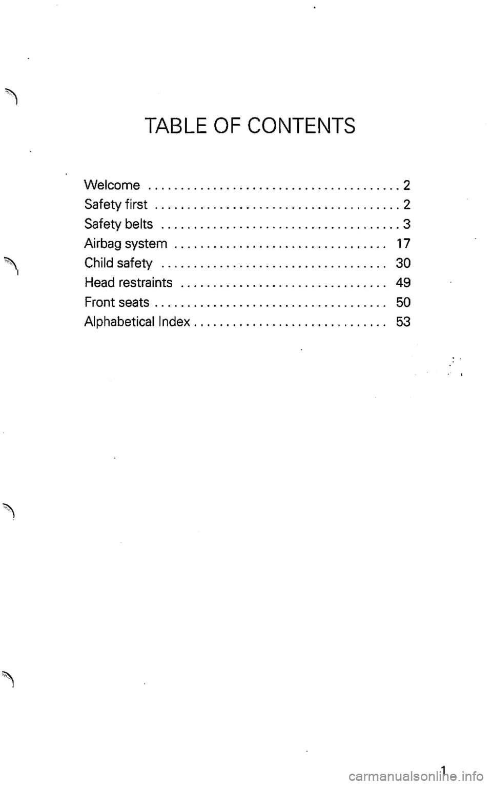 VOLKSWAGEN PASSAT 2003  Owners Manual TABLE  