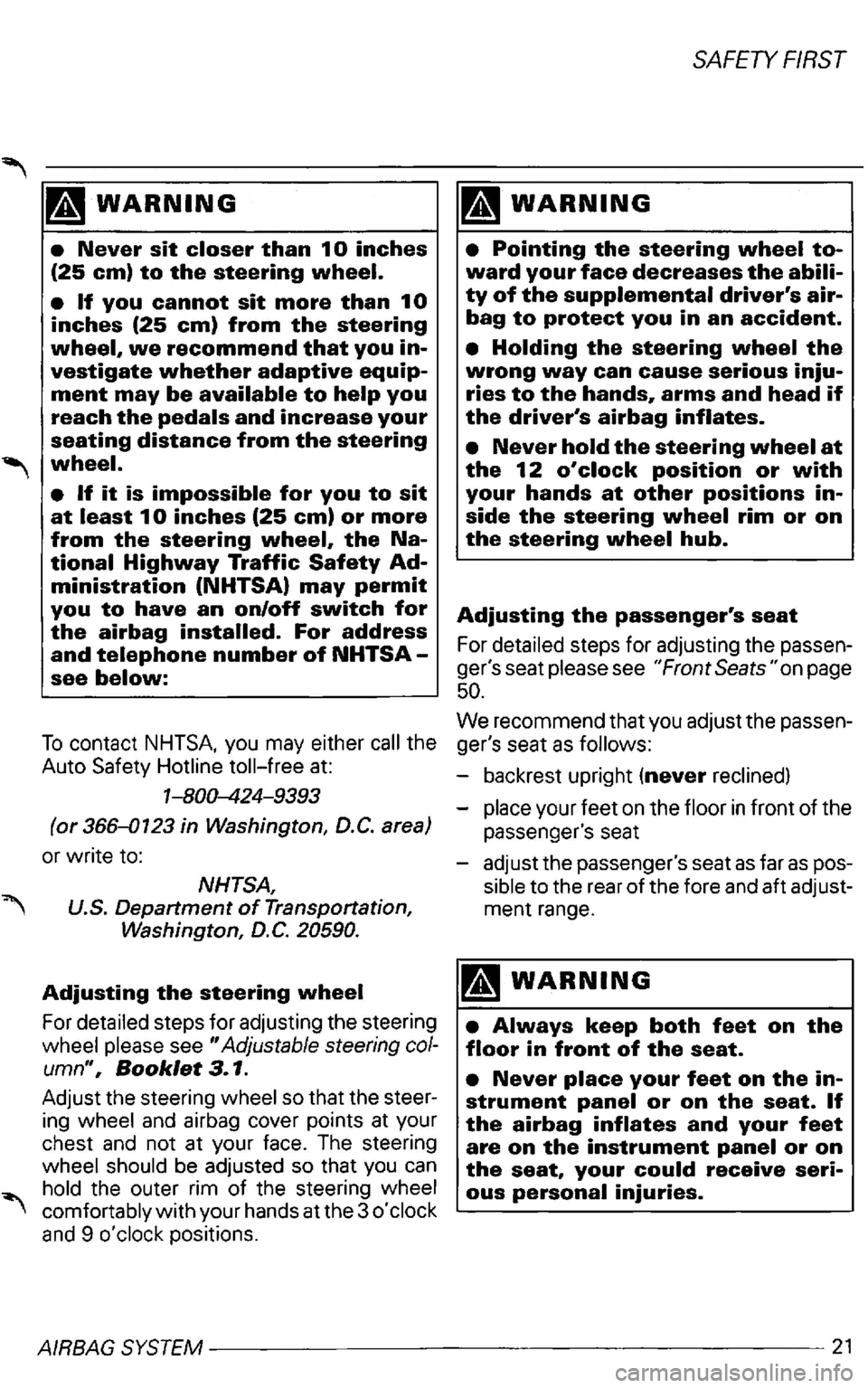 VOLKSWAGEN PASSAT 2000  Owners Manual 