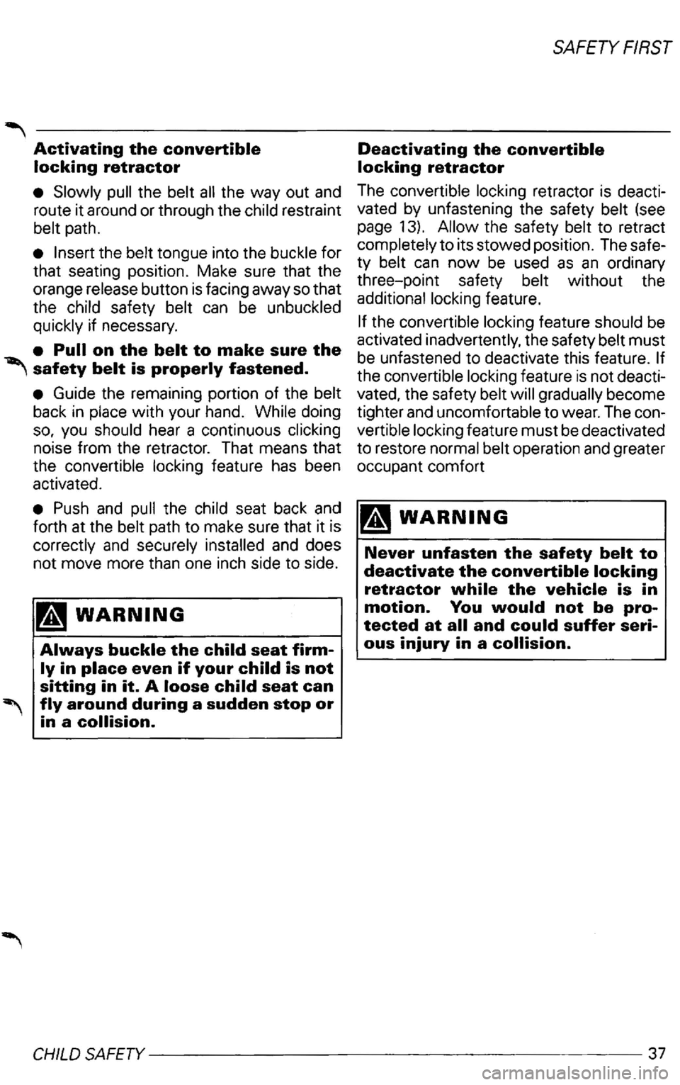 VOLKSWAGEN PASSAT 1998  Owners Manual SAFETY FIRST  