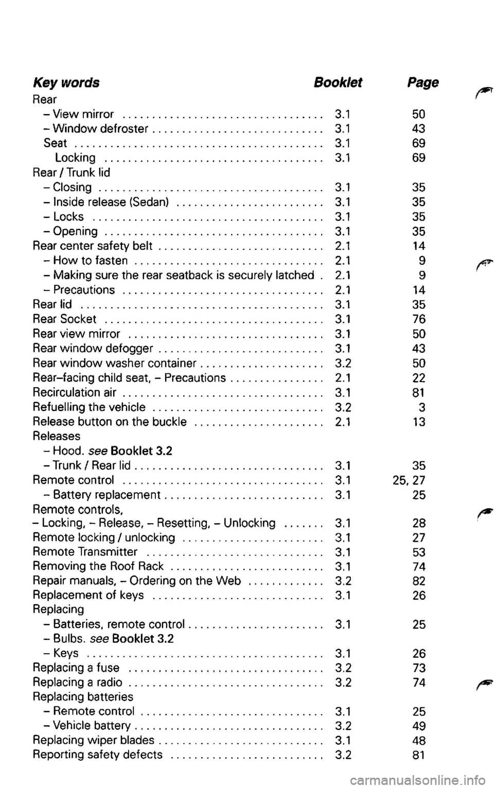 VOLKSWAGEN PASSAT 1998 Owners Manual 