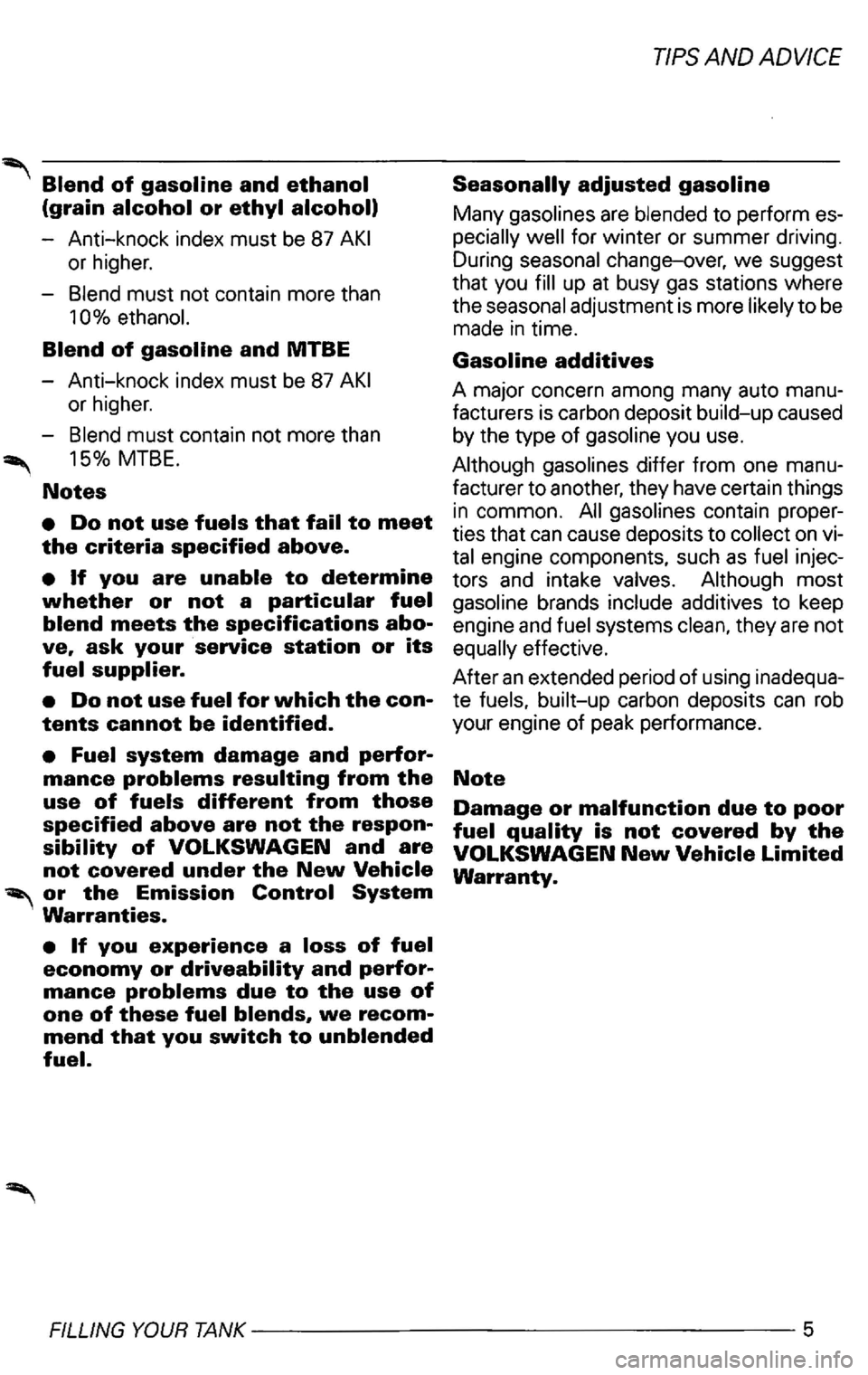 VOLKSWAGEN PASSAT 1998  Owners Manual 