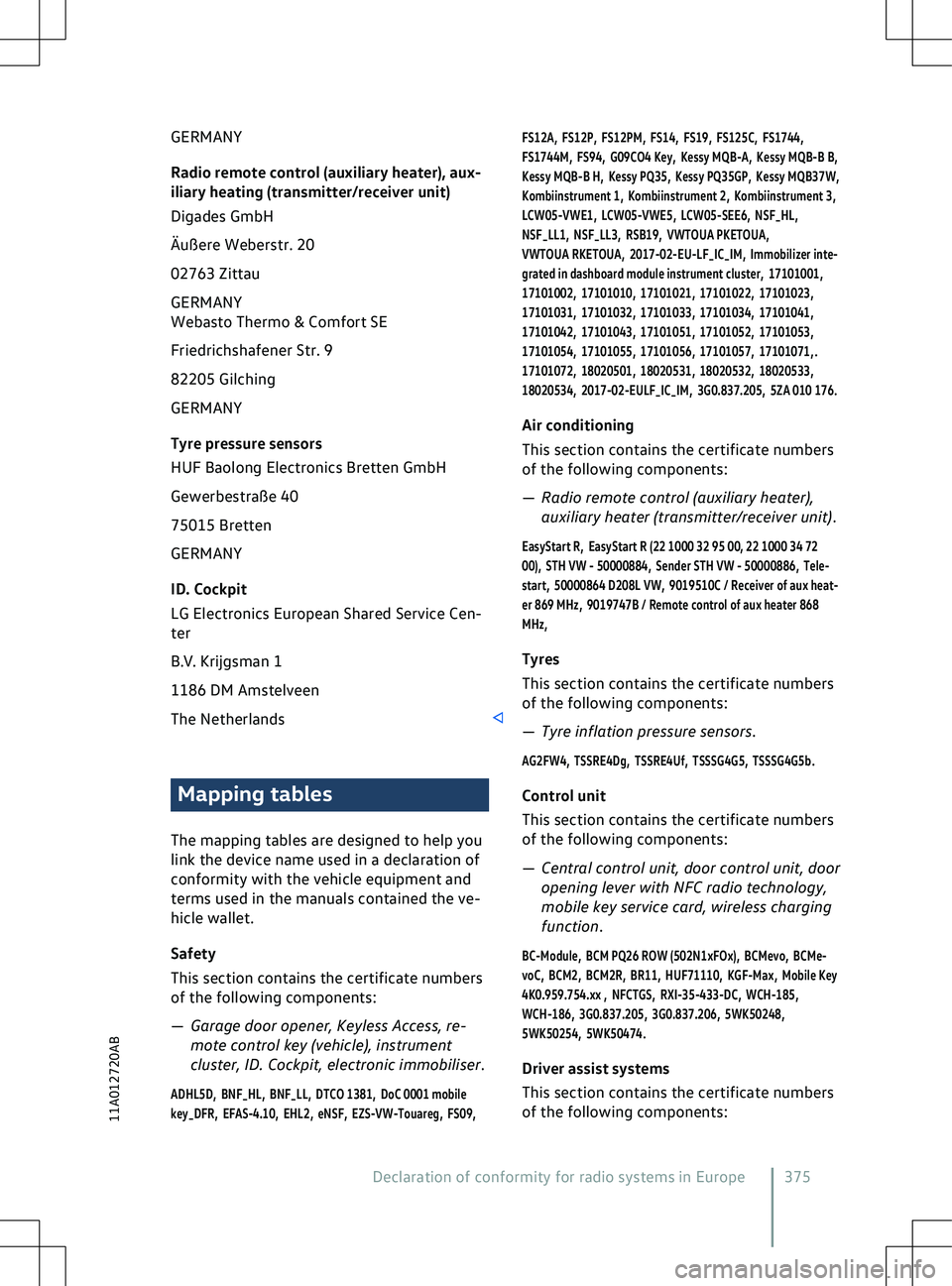 VOLKSWAGEN ID.4 2022  Owners Manual GERMANY
Radio remote control (
auxiliary heater), aux-
iliary heating (transmitter/receiver unit)
Digades GmbH
