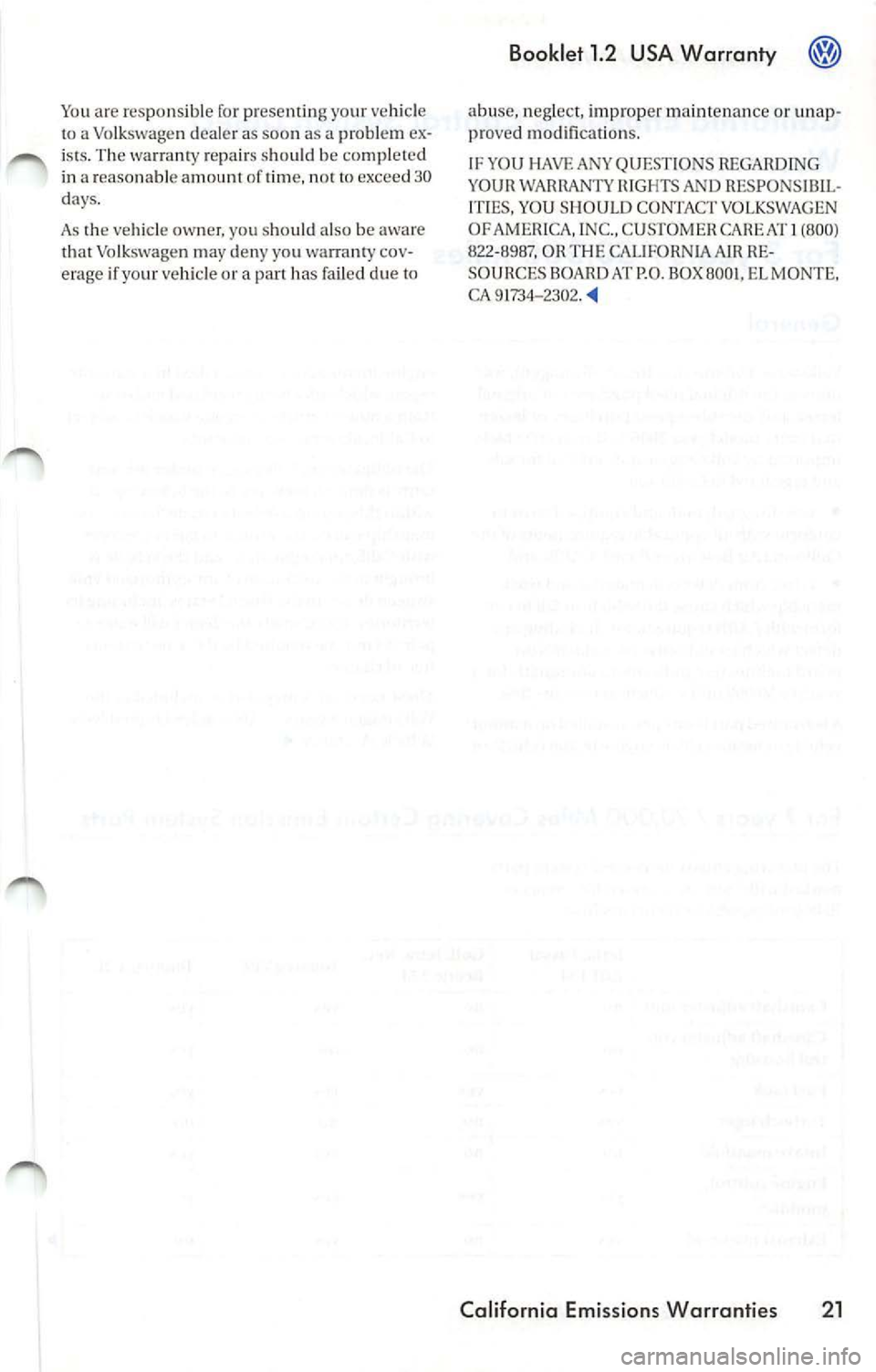 VOLKSWAGEN JETTA 2009 Repair Manual You are responsible for p resent ing your vehi cle
t o a Volkswagen dealer as soon as a probl em ex
ists. The warranry repa irs s houl d be complet ed
in a reaso nable amount of tim VOLKSWAGEN JETTA 2009 Repair Manual You are responsible for p resent ing your vehi cle
t o a Volkswagen dealer as soon as a probl em ex
ists. The warranry repa irs s houl d be complet ed
in a reaso nable amount of tim