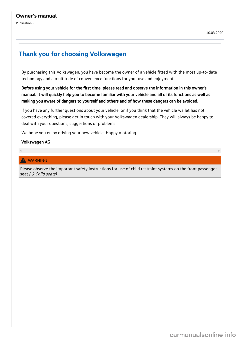 VOLKSWAGEN ID.3 2021 Owners Manual VOLKSWAGEN ID.3 2021 Owners Manual