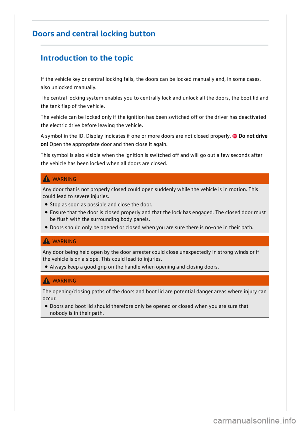 VOLKSWAGEN ID.3 2019 Owners Manual VOLKSWAGEN ID.3 2019 Owners Manual