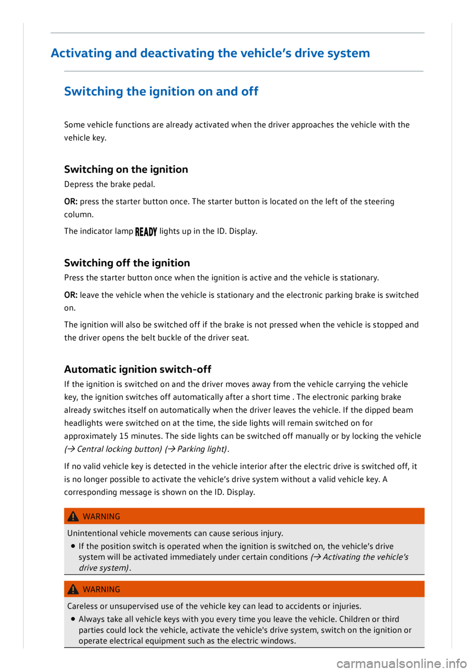 VOLKSWAGEN ID.3 2019 Owners Manual VOLKSWAGEN ID.3 2019 Owners Manual