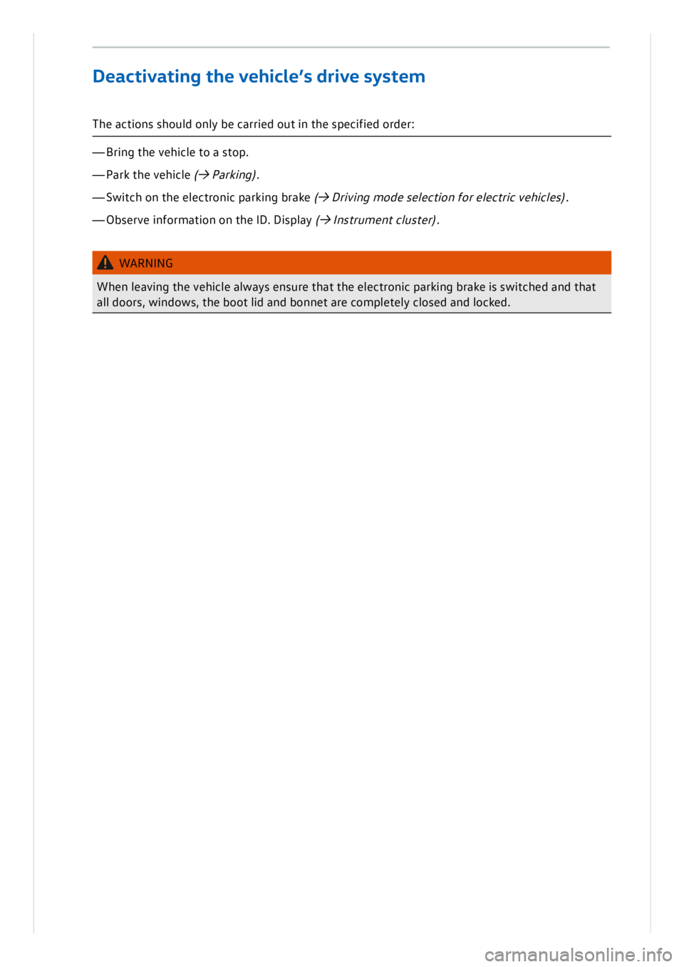 VOLKSWAGEN ID.3 2019 Owners Manual VOLKSWAGEN ID.3 2019 Owners Manual