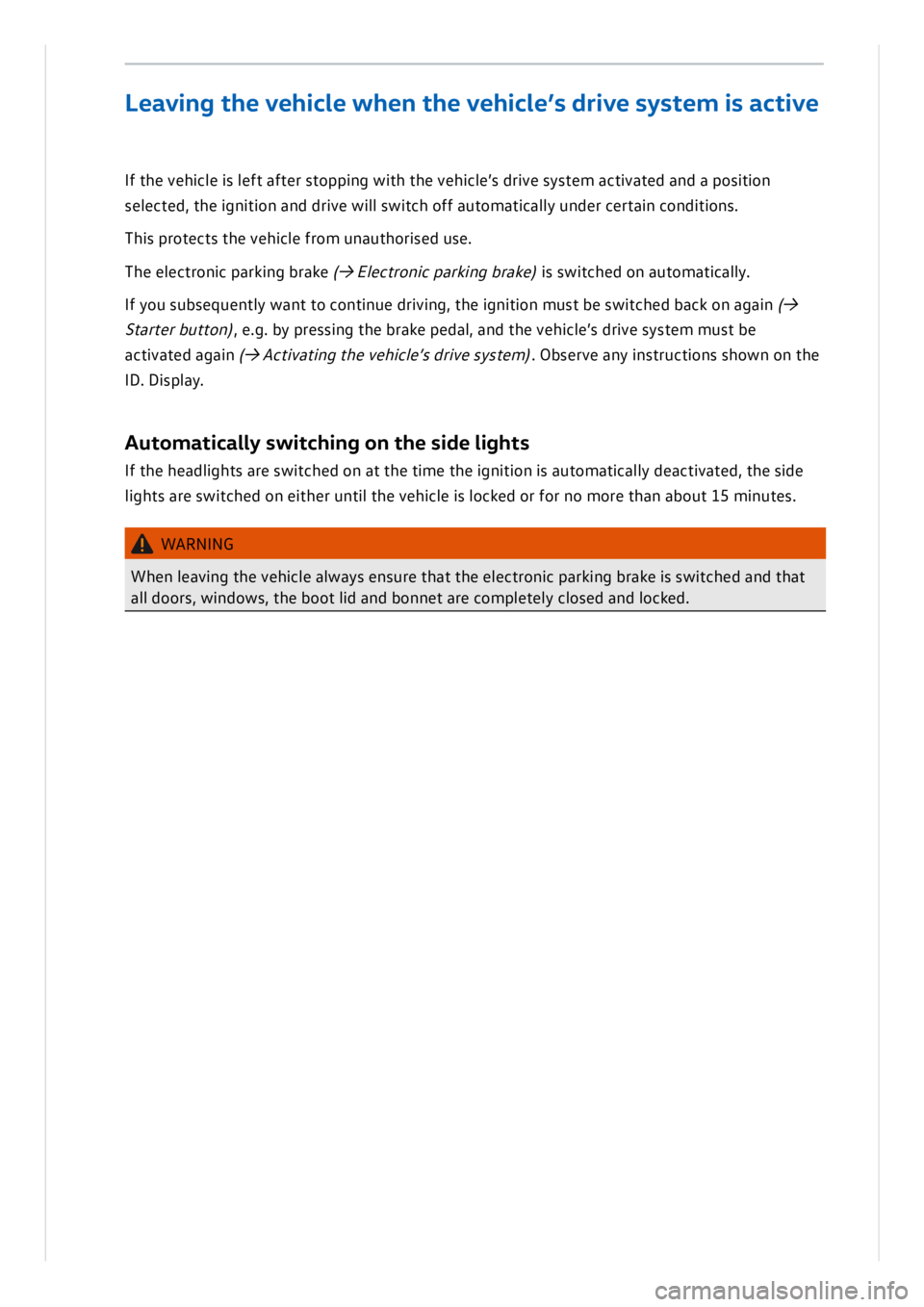 VOLKSWAGEN ID.3 2019 Owners Manual VOLKSWAGEN ID.3 2019 Owners Manual