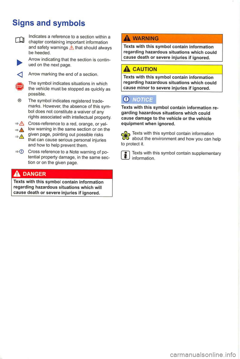 VOLKSWAGEN GOLF PLUS 2012 Owners Manual Signs and
®
that should always
be heeded .
Arrow indicating that the section is cont in
ued on t he next page .
Arro w marking th e end of a section.
The symbol indicates situa VOLKSWAGEN GOLF PLUS 2012 Owners Manual Signs and
®
that should always
be heeded .
Arrow indicating that the section is cont in
ued on t he next page .
Arro w marking th e end of a section.
The symbol indicates situa