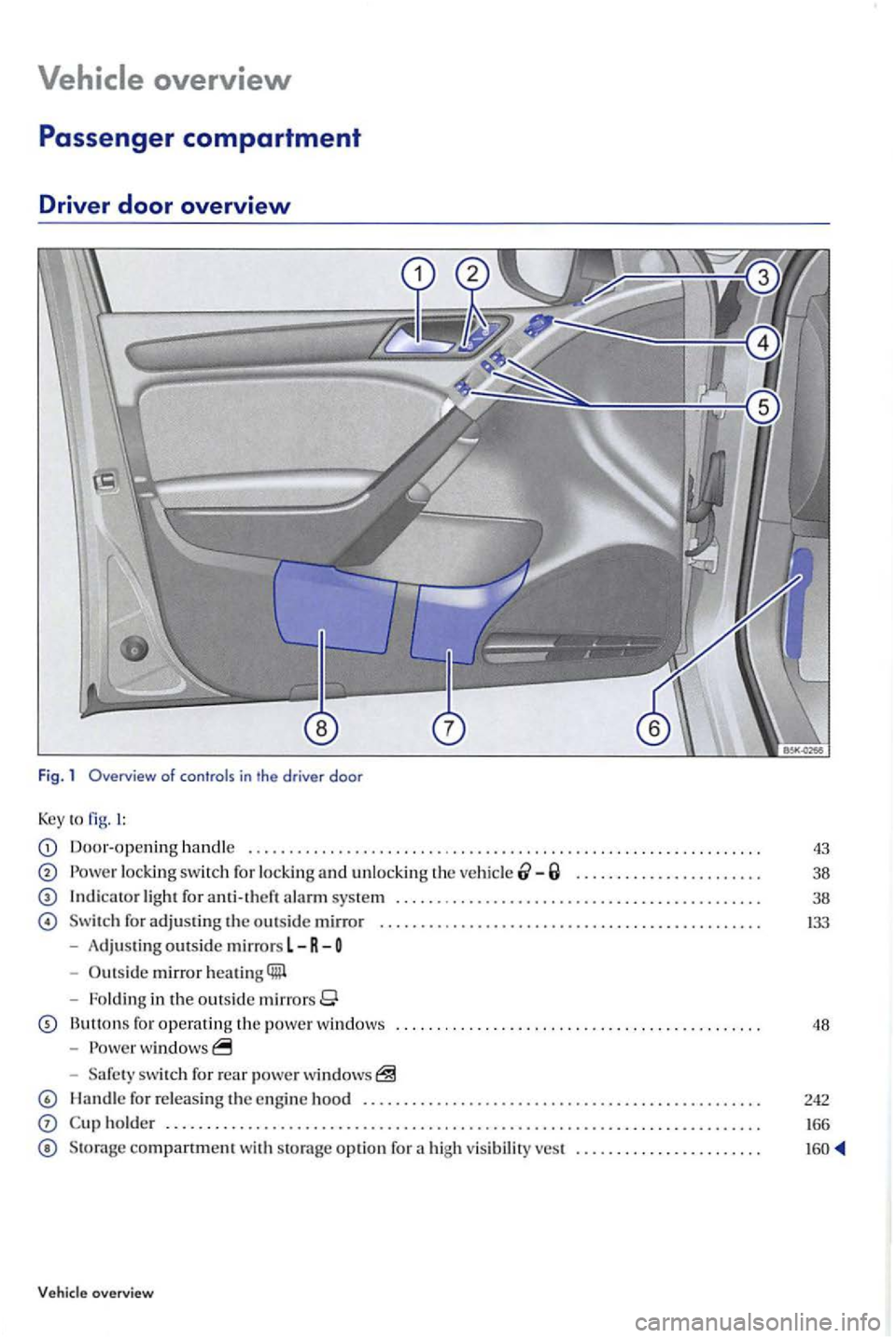 VOLKSWAGEN GOLF PLUS 2012  Owners Manual Door-opening handle  . . . . . .  . . . . . . .  . . .  . . . . .  . . . . . . . .  . . .  . .  . . .  . . . . . .  . . .  . .  . . .  . . .  . . . . . . . . . 43 
Power lo ckin g sw itch fo r lockin 