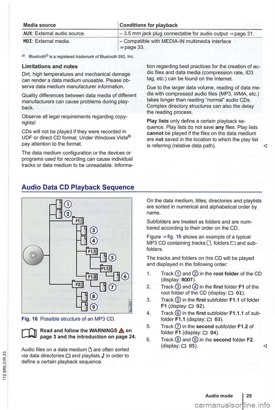 VOLKSWAGEN GOLF PLUS 2006 Owners Manual Media source Conditions for playback
External audio source.
-3.5 mm jack plug connectab le for audio output =>page 31.
MDI: External media. -Compatible with multimed ia interface =>page VOLKSWAGEN GOLF PLUS 2006 Owners Manual Media source Conditions for playback
External audio source.
-3.5 mm jack plug connectab le for audio output =>page 31.
MDI: External media. -Compatible with multimed ia interface =>page