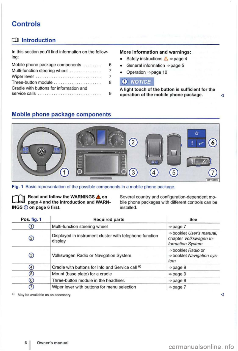 VOLKSWAGEN GOLF PLUS 2004  Owners Manual Introduction 
In this section  youll  find information  on the  follow ­
ing : 
Mobil e phone  package  component s 
....... . 
Multi-func tion  stee
ring whee l .............  . 
W ipe r leve r 
..