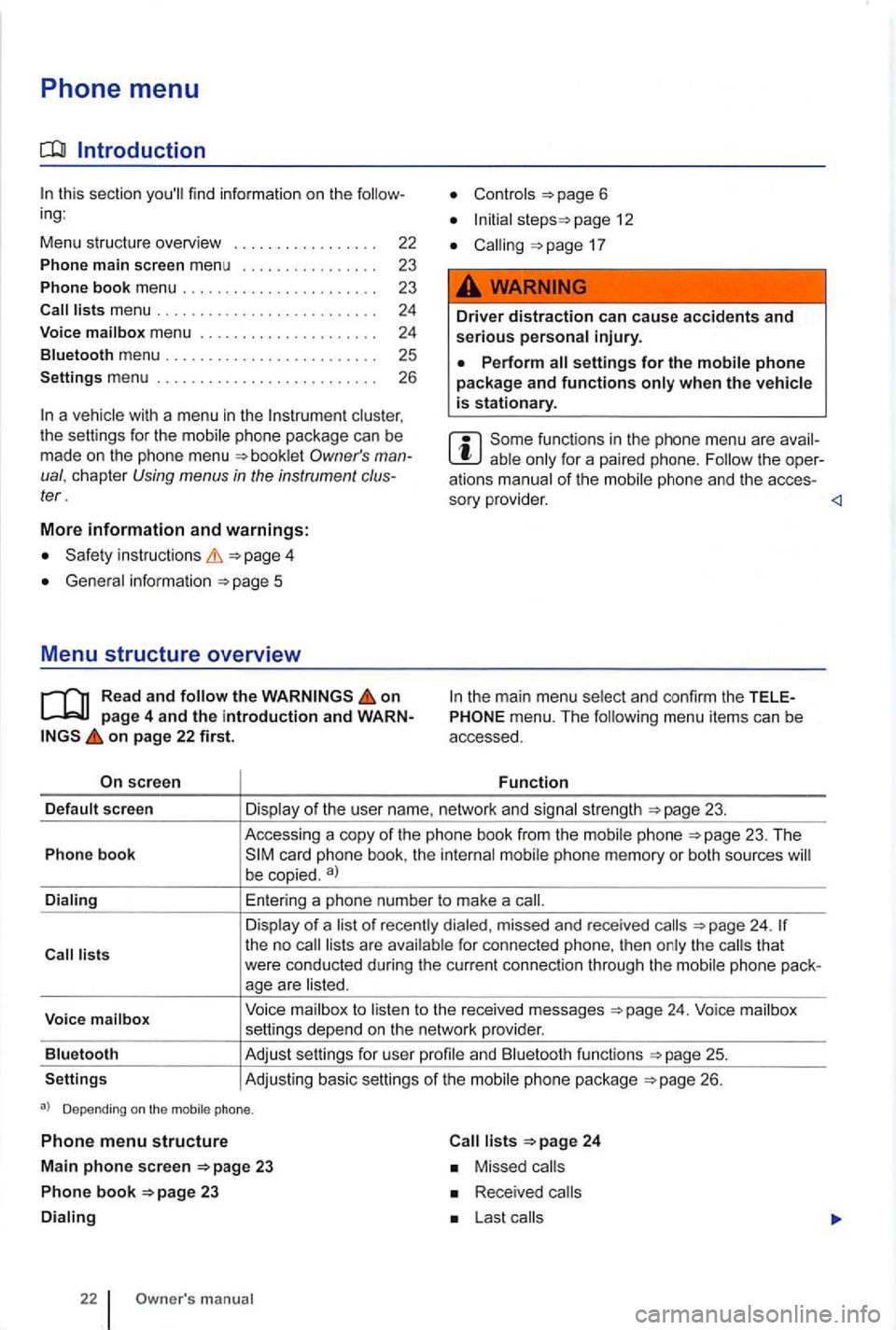 VOLKSWAGEN GOLF PLUS 2004 Owners Manual Phone menu
Introduction
this section youll find information on the follow
ing :
Menu stru cture overv i
ew
Phone main screen menu
Phone book menu ... .
clus ter ,
t he sett ings fo VOLKSWAGEN GOLF PLUS 2004 Owners Manual Phone menu
Introduction
this section youll find information on the follow
ing :
Menu stru cture overv i
ew
Phone main screen menu
Phone book menu ... .
clus ter ,
t he sett ings fo