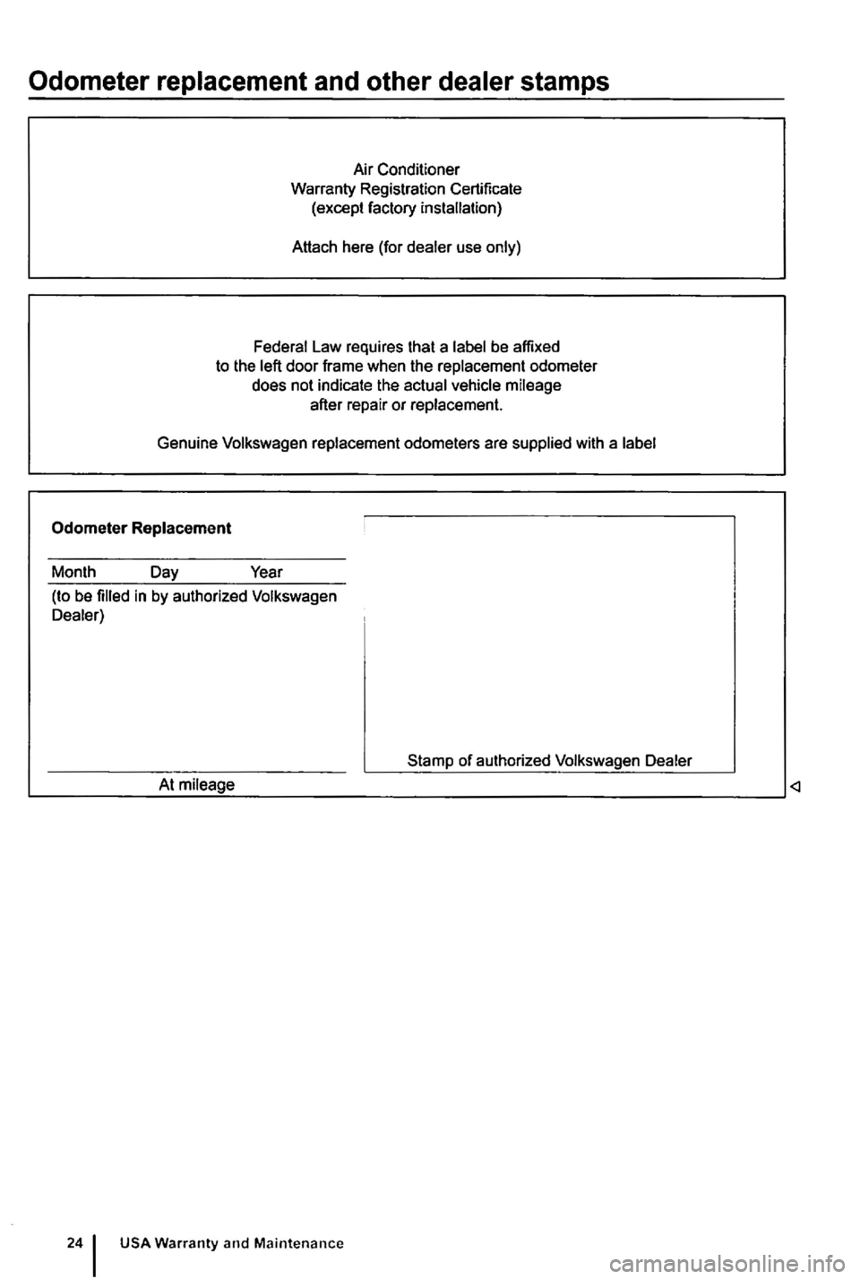 VOLKSWAGEN GOLF PLUS 2004 Owners Manual Odometer replacement and other VOLKSWAGEN GOLF PLUS 2004 Owners Manual Odometer replacement and other