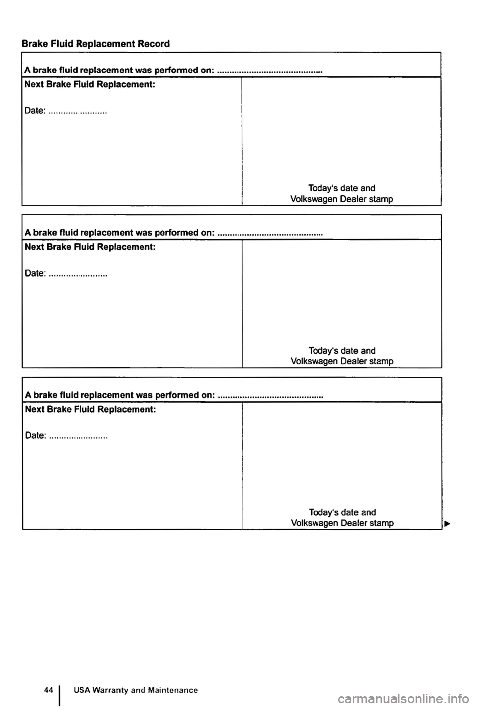 VOLKSWAGEN GOLF PLUS 2004  Owners Manual Brake  