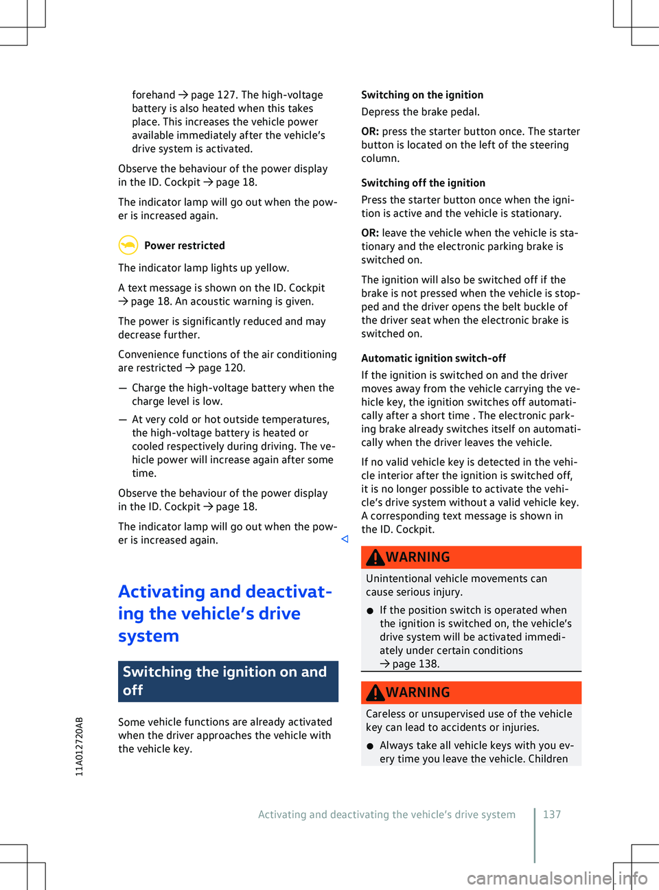 VOLKSWAGEN ID.5 2022  Owners Manual forehand 