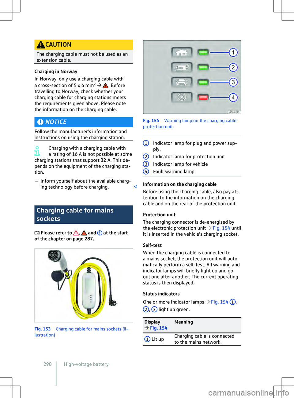 VOLKSWAGEN ID.5 2022  Owners Manual CAUTION
The charging cable must not be used as an
e xtension cable. . Before
tra

velling to Norway, check whether your
charging cable for charging stations meets
the requirements given above. Please 